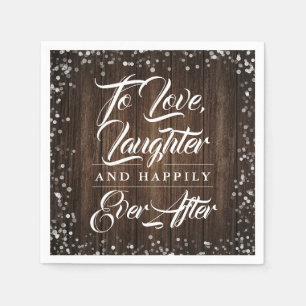Rustic Country Wood Happily Ever After Wedding Napkins