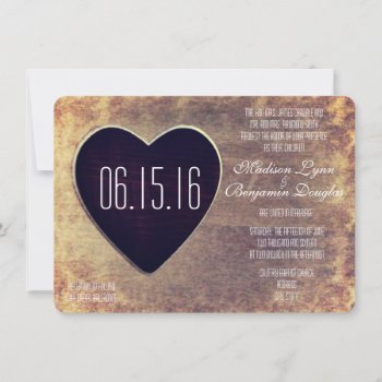 Rustic Country Wood Heart Wedding Invitations by RusticCountryWedding at Zazzle