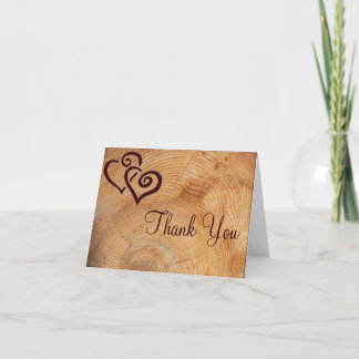 Rustic Country Wood Hearts Wedding Thank You Cards