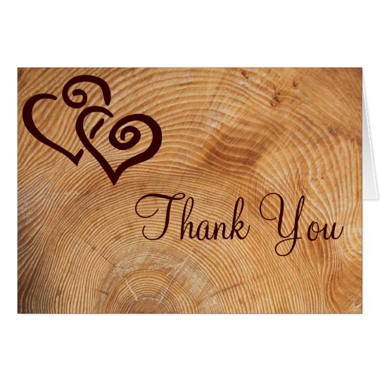 Rustic Country Wood Hearts Wedding Thank You Cards | Zazzle.com