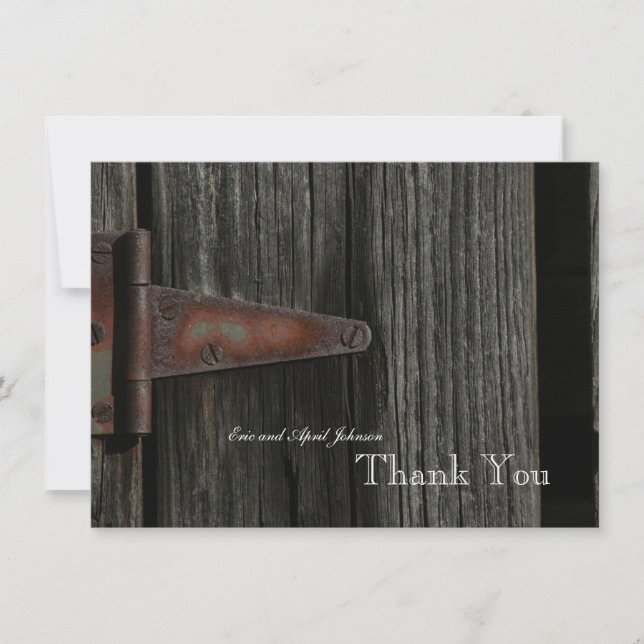 Rustic Country Wood Hinge Personalized Thank You (Front)