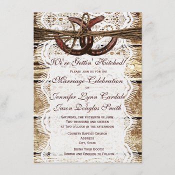 Rustic Country Wood Horseshoe Wedding Invitations by RusticCountryWedding at Zazzle