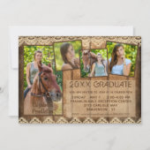 Rustic Country Wood & Lace | GRADUATE | 5-Photo Invitation (Front)