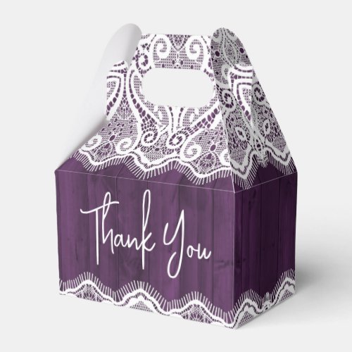 Rustic Country Wood Lace Purple Wedding Favor Boxes