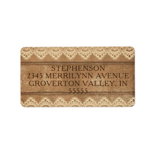 Rustic Country Wood Lace Return Address Label