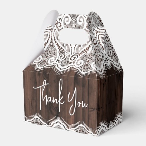 Rustic Country Wood Lace Wedding Favor Boxes