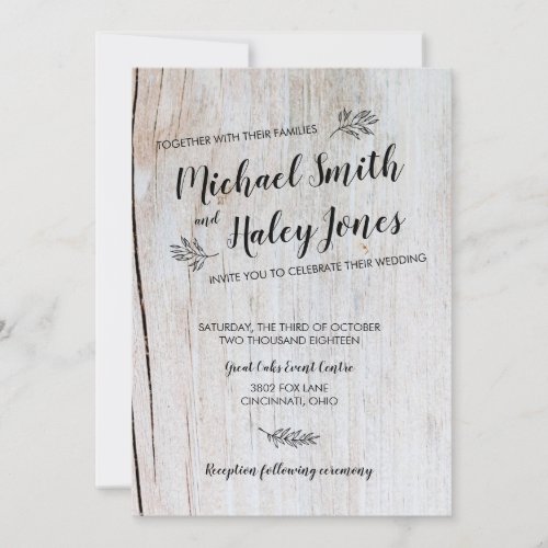 Rustic Country Wood  Leaves Wedding Invitations