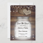 Rustic Country Wood Lights Mason Jar Wedding Save The Date at Zazzle