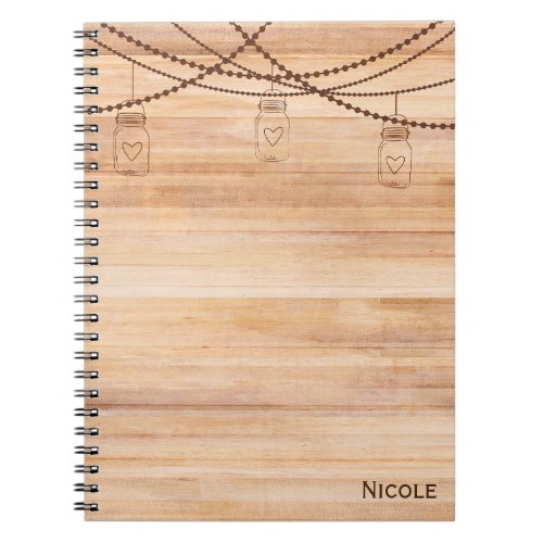 Rustic Country Wood  Mason Jars Barn Personalized Notebook