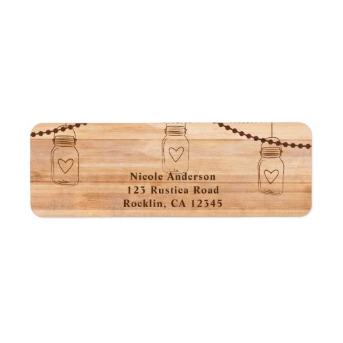 Rustic Country Wood  Mason Jars Barn Wedding Label