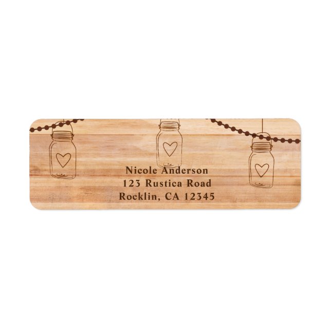 Rustic Country Wood & Mason Jars Barn Wedding Label (Front)