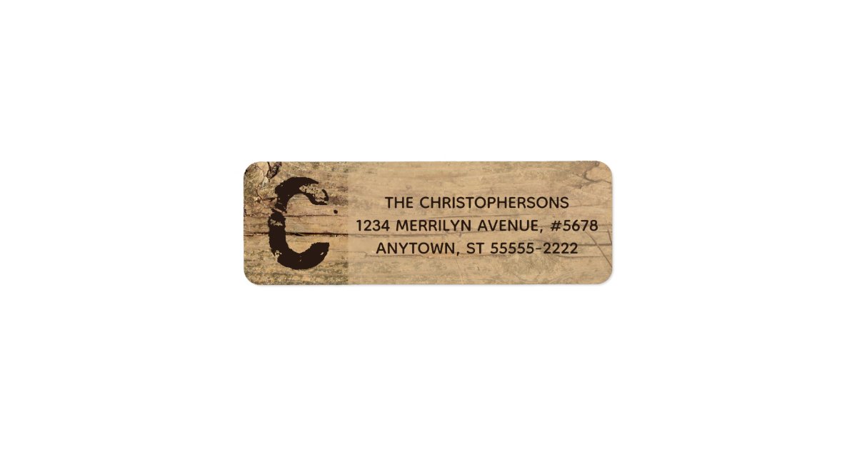 Rustic Country Wood Monogram Label | Zazzle