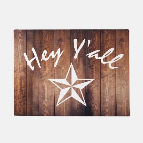 Rustic Country Wood  Star Hey Yall Doormat