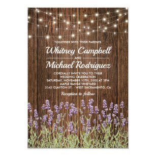 Purple Rustic Wedding Invitations Zazzle