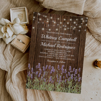 Rustic Country Wood String Lights  Floral Wedding Invitation by special_stationery at Zazzle