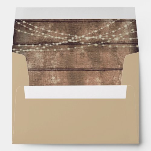 Rustic Country Wood String Lights Return Address Envelope