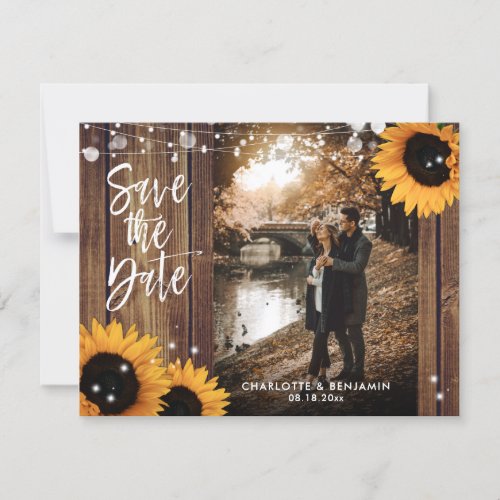 Rustic Country Wood Sunflower Wedding Photo Save The Date