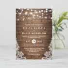 Rustic Country Wood Twinkle Lights Lace Wedding Invitation | Zazzle