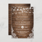 Rustic Country Wood Twinkle Lights Lace Wedding Invitation | Zazzle