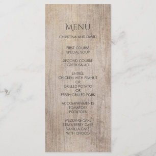 Rustic Country Wood Wedding Menu