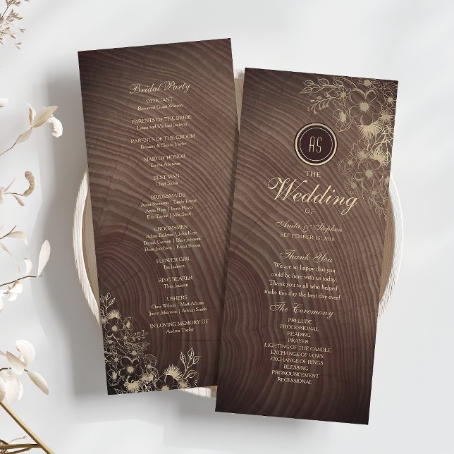 Rustic Country Wood Wedding Program (Creator Uploaded)