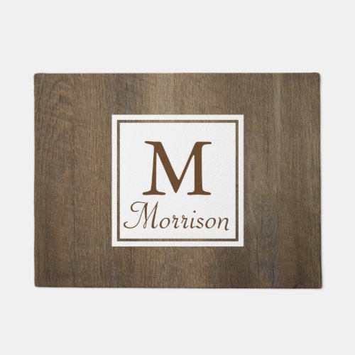 Rustic Country Wood White Frame Personalized Doormat
