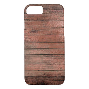 Rustic Country Wood with Girly Rose Gold Foil iPhone 8/7 Case