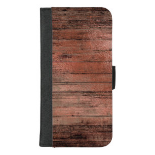 Rustic Country Wood with Girly Rose Gold Foil iPhone 8/7 Plus Wallet Case