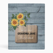 Rustic country wooden | Grandma monogram cookbook Mini Binder (Front)