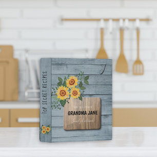 Rustic country wooden Grandma monogram cookbook Mini Binder