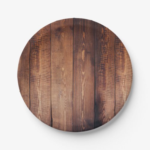 Rustic Country Wooden Planks Paper Plates