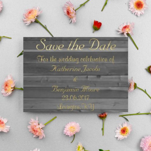 Rustic Country Wooden Save The Date Foil Invitation