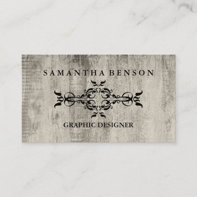 Rustic Country Wooden Texture Graphic Business Car Business Card (Front)