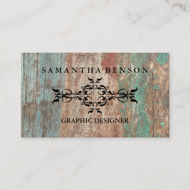 Rustic Country Wooden Texture Graphic Business Car Business Card (Front)
