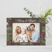 Rustic Country Woodgrain Holiday Christmas Photo Invitation (Standing Front)