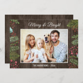 Rustic Country Woodgrain Holiday Christmas Photo Invitation (Front/Back)