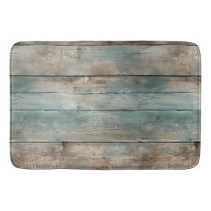Rustic Country Worn Blue Wood Boards Bath Mat