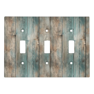 Rustic Country Worn Blue Wooden Fence   Light Switch Cover