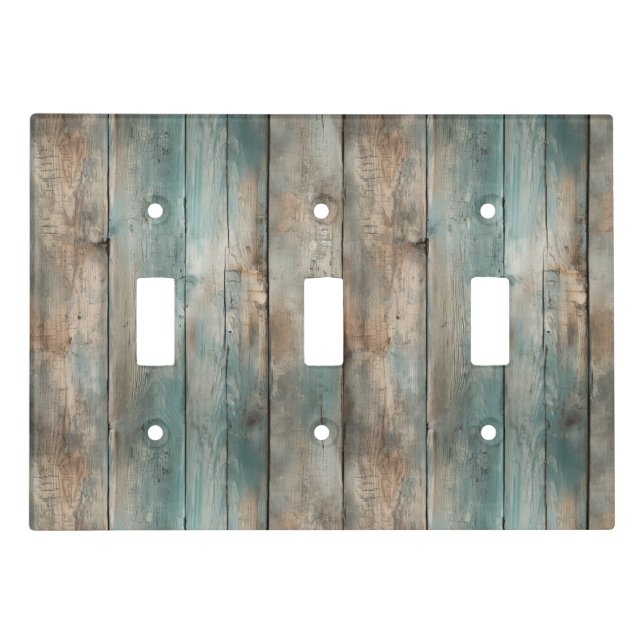 Rustic Country Worn Blue Wooden Fence   Light Switch Cover (Front)