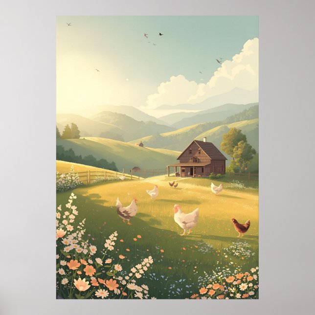 Rustic Countryside Cabin with Wildflowers  Poster (Front)