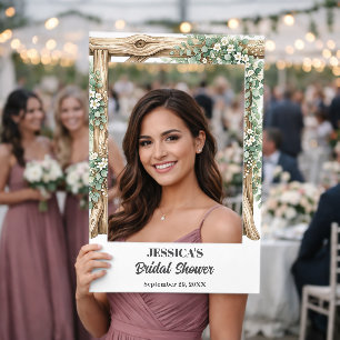 Rustic Countryside Cottagecore Bridal Shower Selfie Frame
