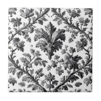 Rustic Countryside Floral Motif Monochrome Elegant Ceramic Tile