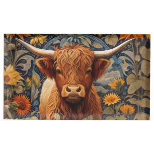 Rustic Countryside Highland Cow Sunflowers Place Card Holder