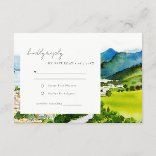 Rustic Countryside Lake Village Watercolor Wedding Enclosure Card