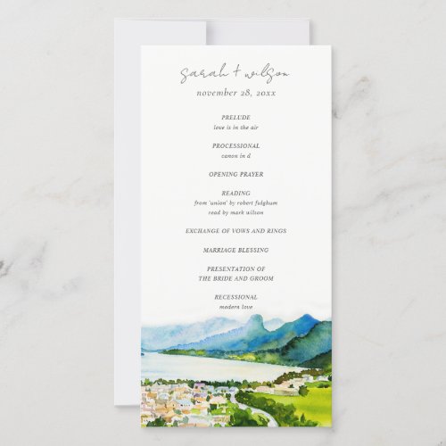 Rustic Countryside Lake Village Wedding Program