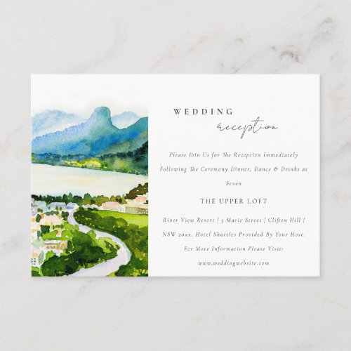 Rustic Countryside Lake Village Wedding Reception Enclosure Card