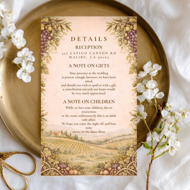 Rustic Countryside Vineyard Wedding Enclosure Card (Creator Uploaded)