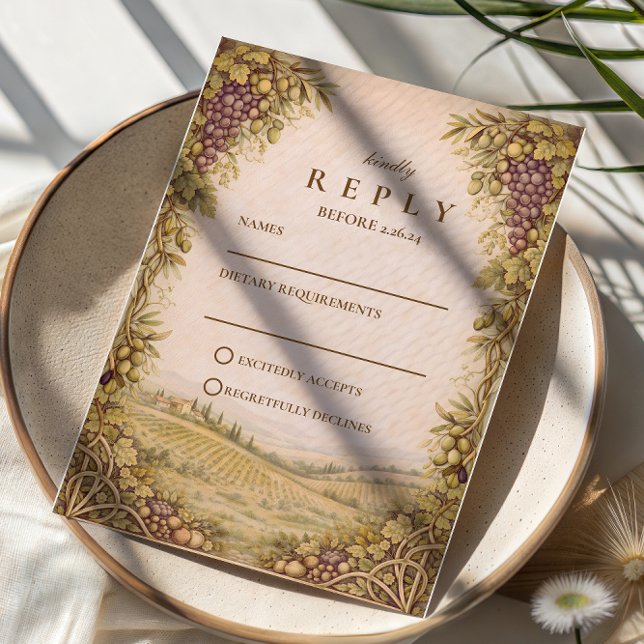 Rustic Countryside Vineyard Wedding RSVP Card (Creator Uploaded)