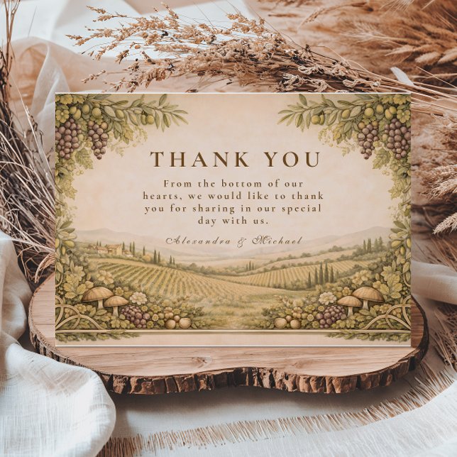 Rustic Countryside Vineyard Wedding Thank You Card (Creator Uploaded)