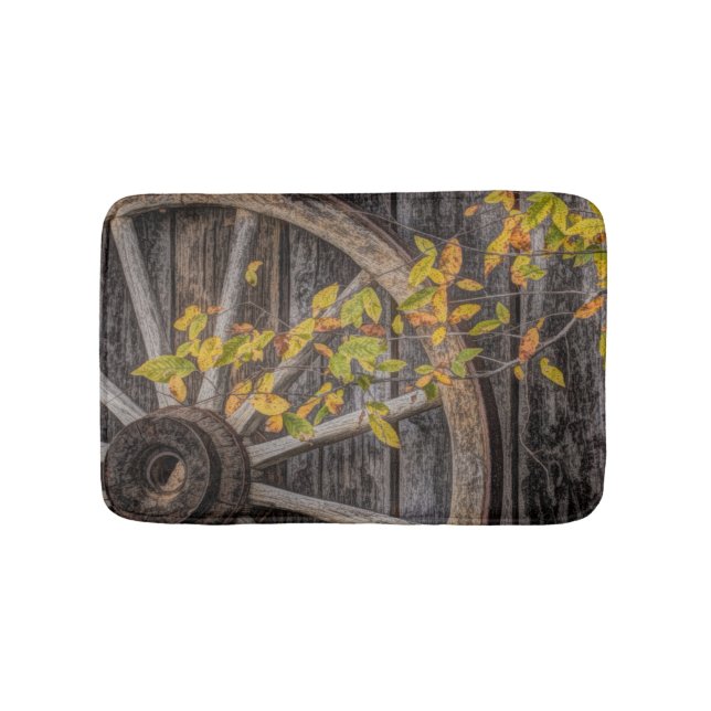 Rustic Countryside Wagon Wheel  Bath Mat (Front)